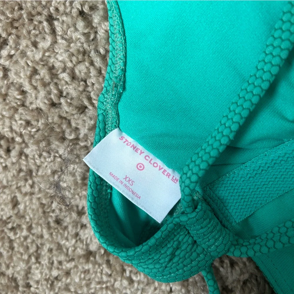 W Stoney Clover Lane x Target Green Deep V Neck One Piece Swimsuit Size XXS |E10